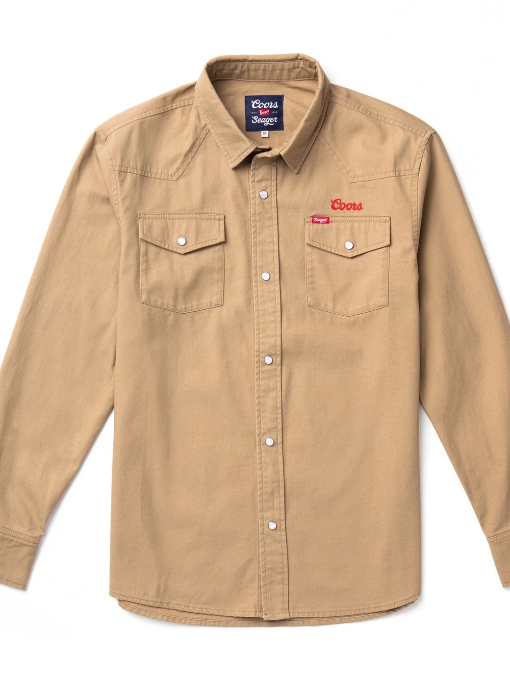 Coors x Seager Men’s Tan Long-Sleeve Button-Down Shirt